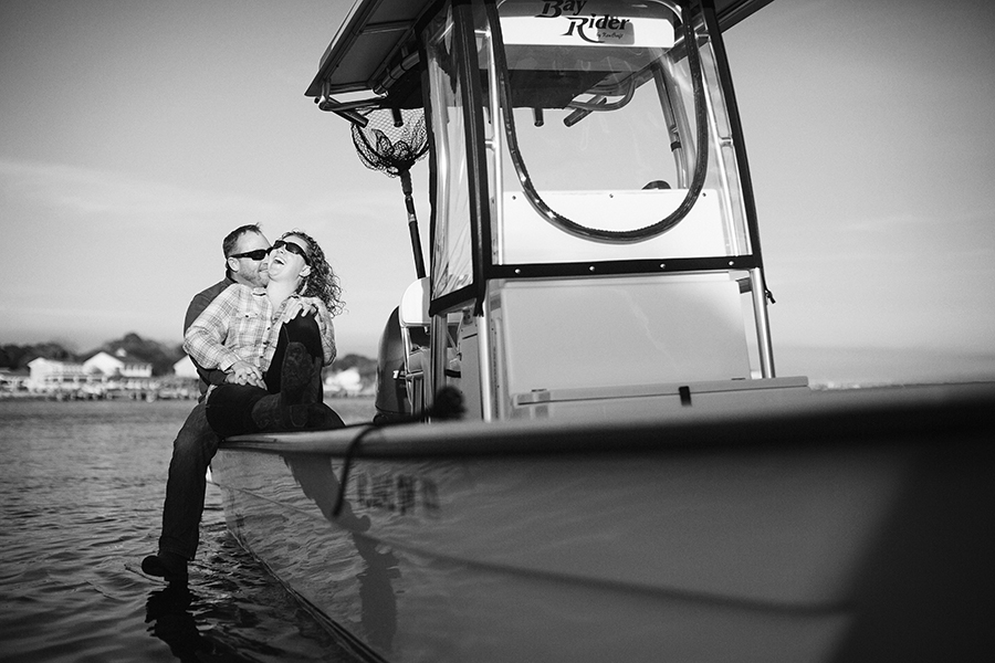 Outerbanks beach boat NC engagement session durham wedding photographer