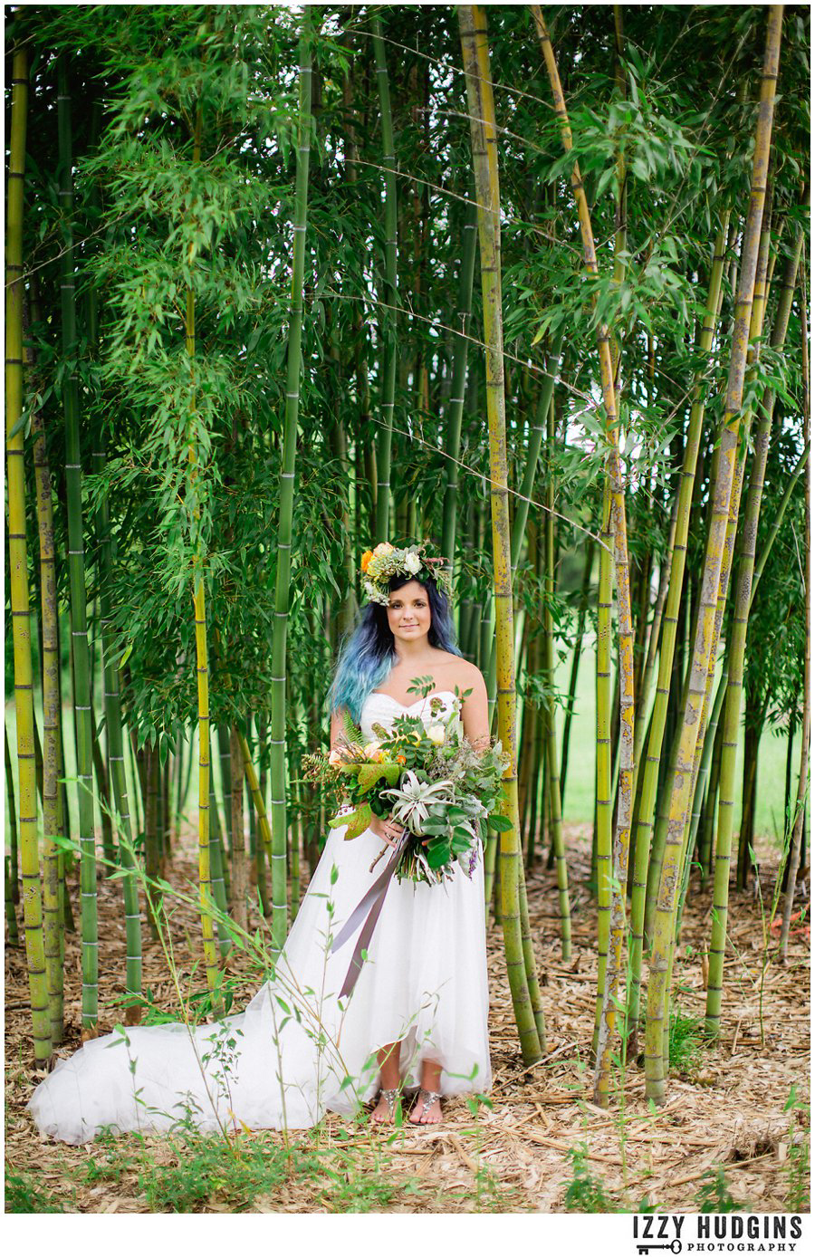 Botanical Garden Inspiration Bamboo Forest Bohemian Blue Hair Bride