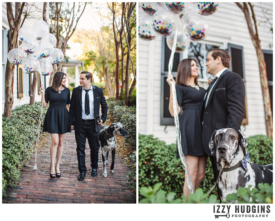 Savannah Engagement Session Vespa Dog Great Dane Confetti Balloons Wedding Photographer