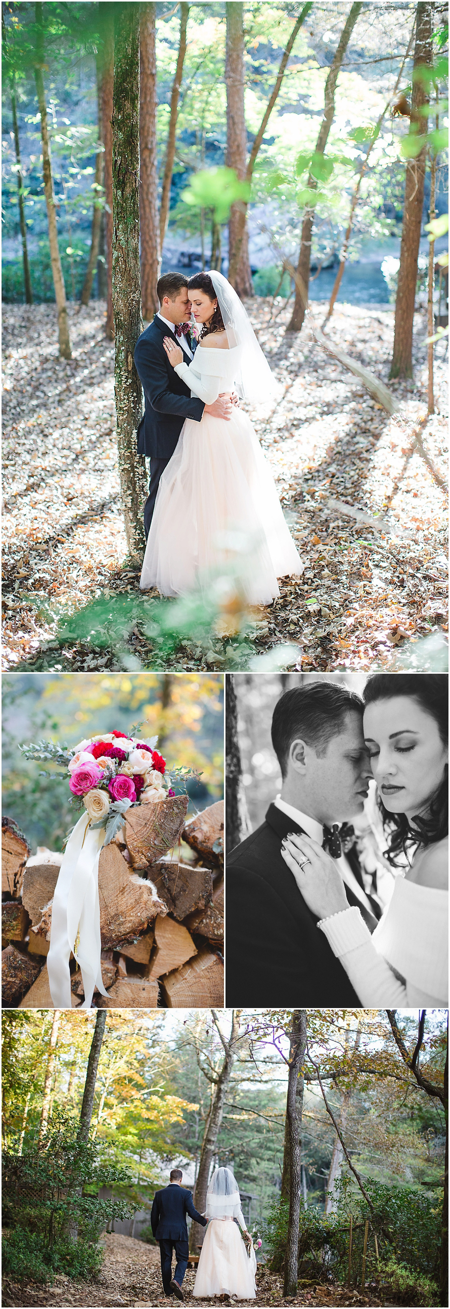 Fall Mountain Cabin Elopement Rose Gold Wedding