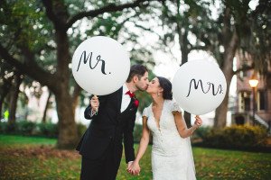 Elegant Winter Wedding | Kate Spade Mr Mrs Balloons