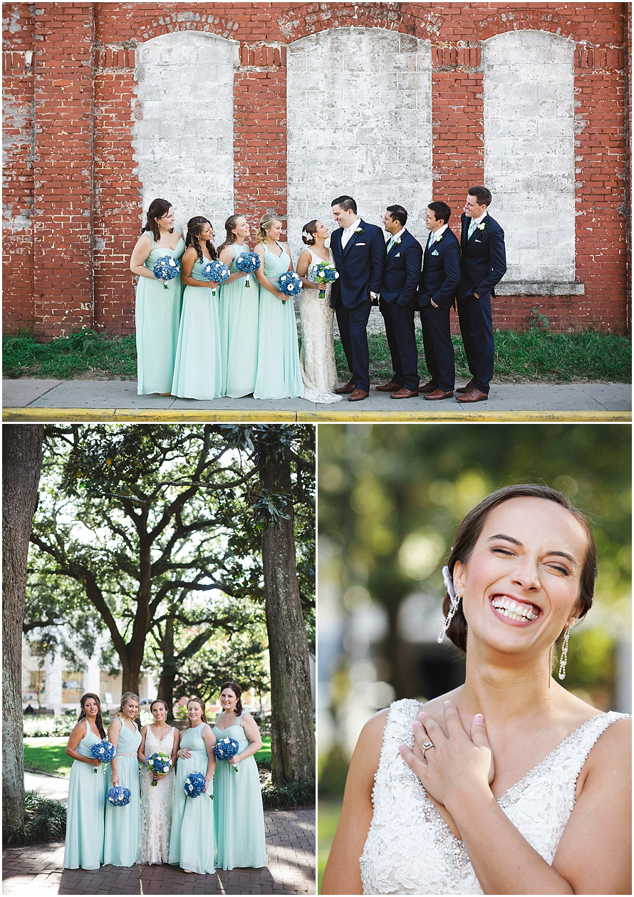 Wedding party, bridesmaids poses - Elegant Southern Navy Blue Wedding - Savannah Station