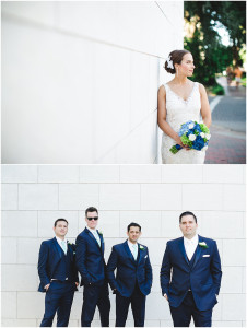 Bride, groomsmen poses - Elegant Southern Navy Blue Wedding - Savannah Station