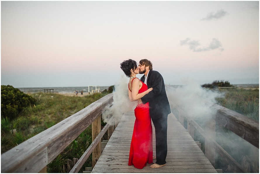 sexy beach engagement session - smoke bomb - Savannah, Athens, Atlanta wedding photographer