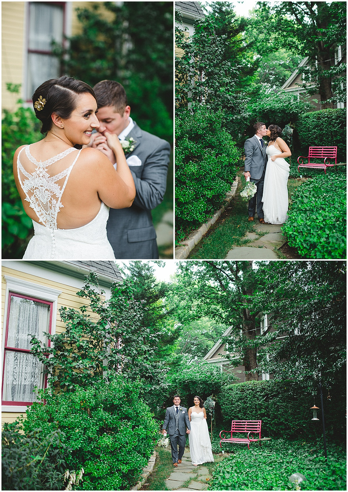 trolley barn wedding - Atlanta wedding photographer - lace back wedding dress