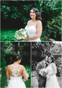 trolley barn wedding - Atlanta wedding photographer - lace back wedding dress
