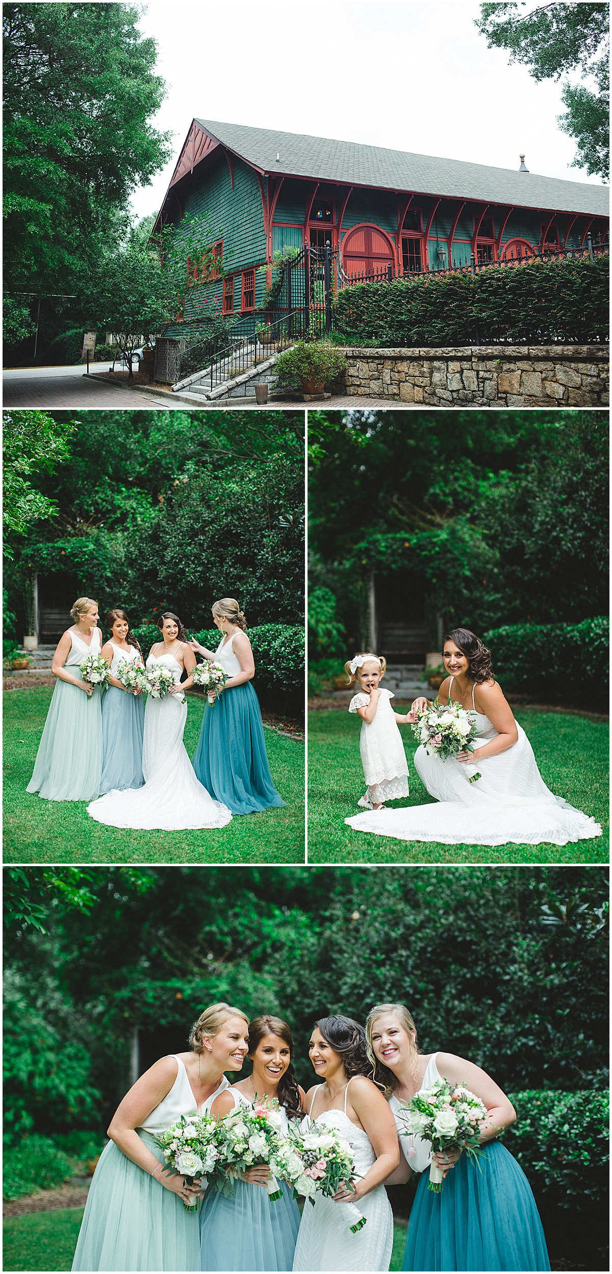 trolley barn wedding - Atlanta wedding photographer - sea green bridesmaids
