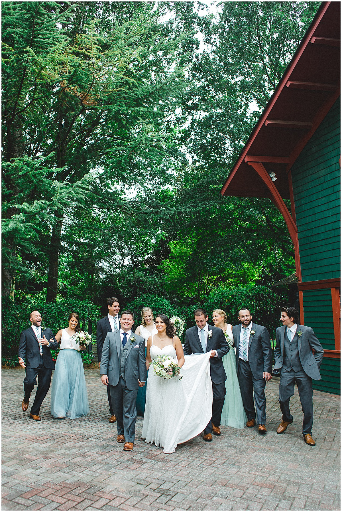 trolley barn wedding - Atlanta wedding photographer - wedding party poses