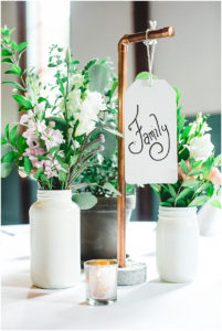 trolley barn wedding - Atlanta wedding photographer - copper centerpiece