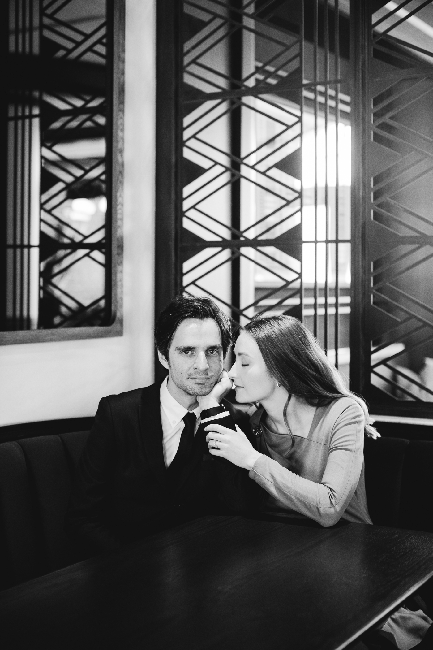 Monica and Tal’s black and white engagement session in Savannah, Georgia
