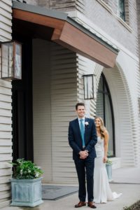 First look outside of Perry Lane Hotel in Savannah by Izzy Hudgins Photography