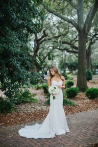 Bride in Paloma Blanca style 4665, with satin and lace – Izzy Hudgins Photography