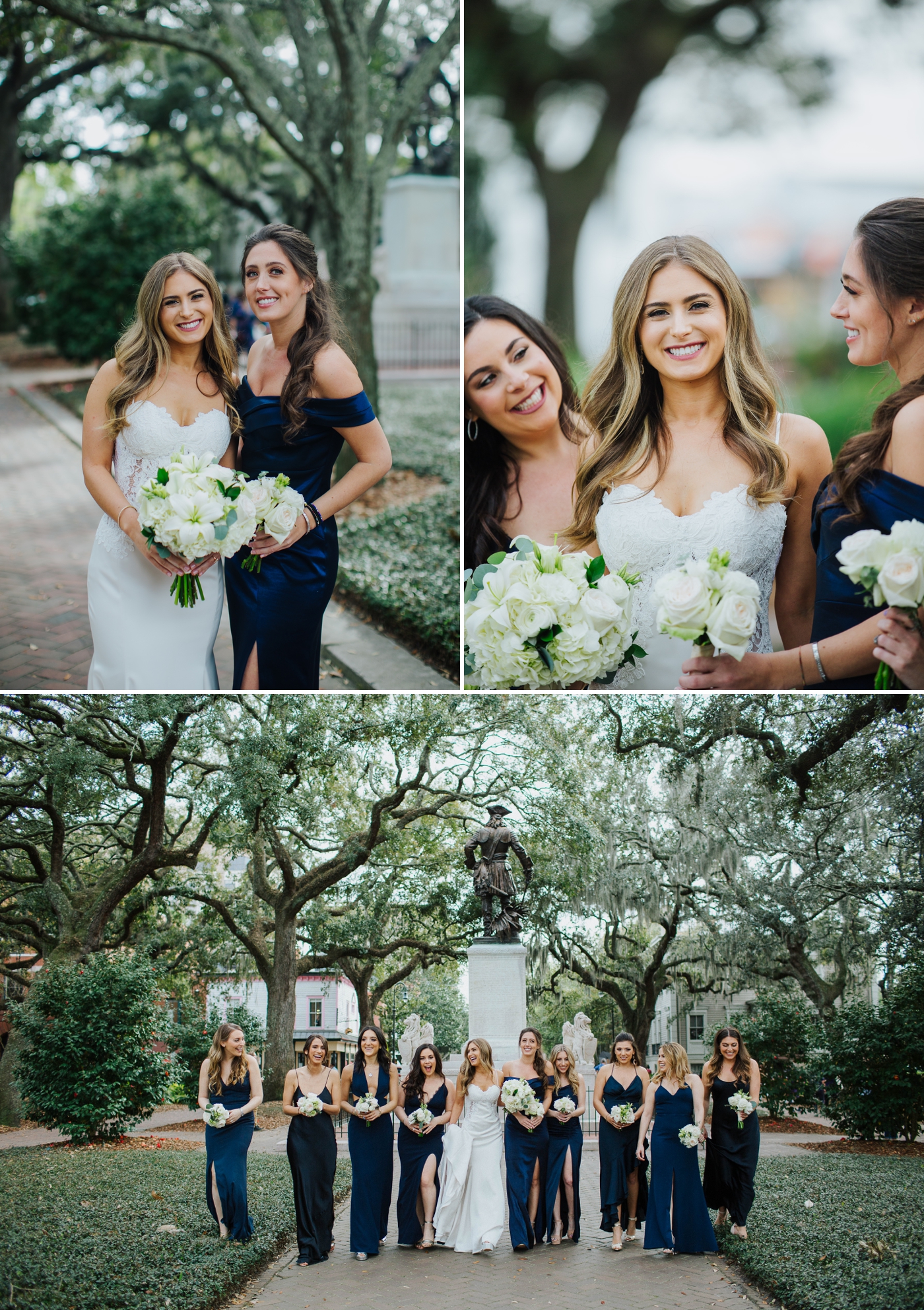 Navy mix and match bridesmaids Spring Destination Wedding – Savannah Wedding Photographer – Izzy Hudgins Photography