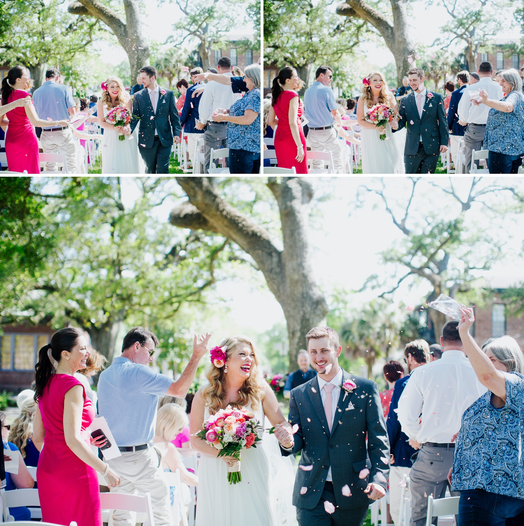 Rose petal ceremony exit – Savannah wedding photographer – Izzy Hudgins Photography