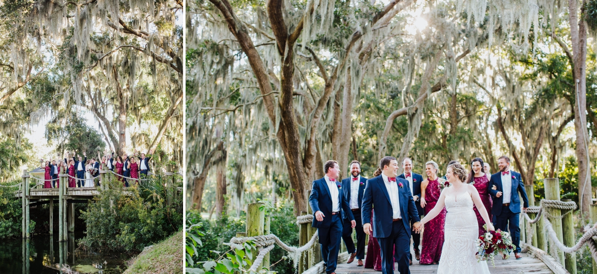 Groom and groomsmen in navy suits with red, white and blue bowties - Savannah Wedding Photography by Izzy Hudgins Photography