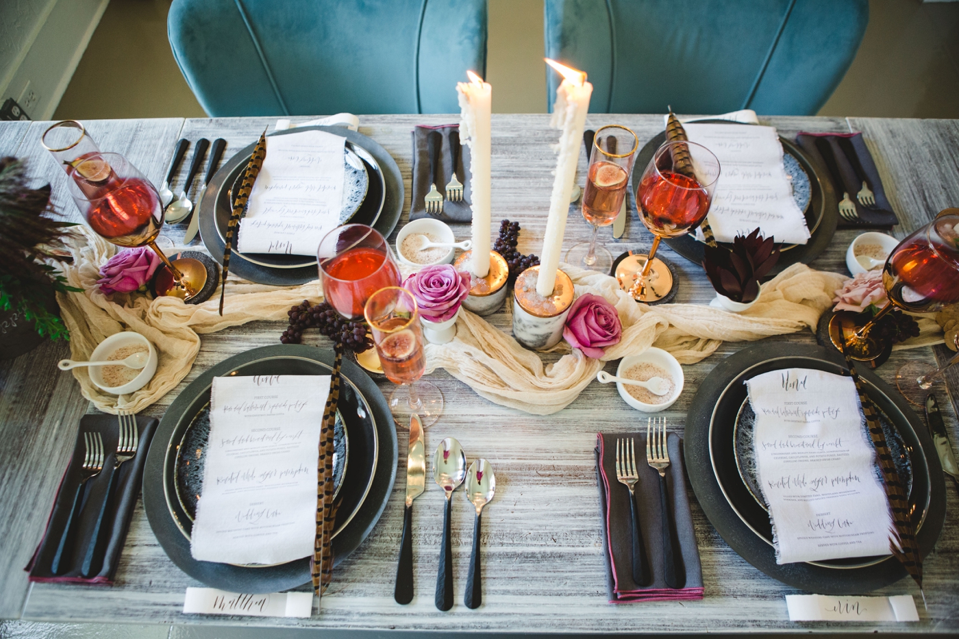 Dusty blue and burgundy Thanksgiving Dinner Inspiration by The Kings Cottage | Izzy + Co.