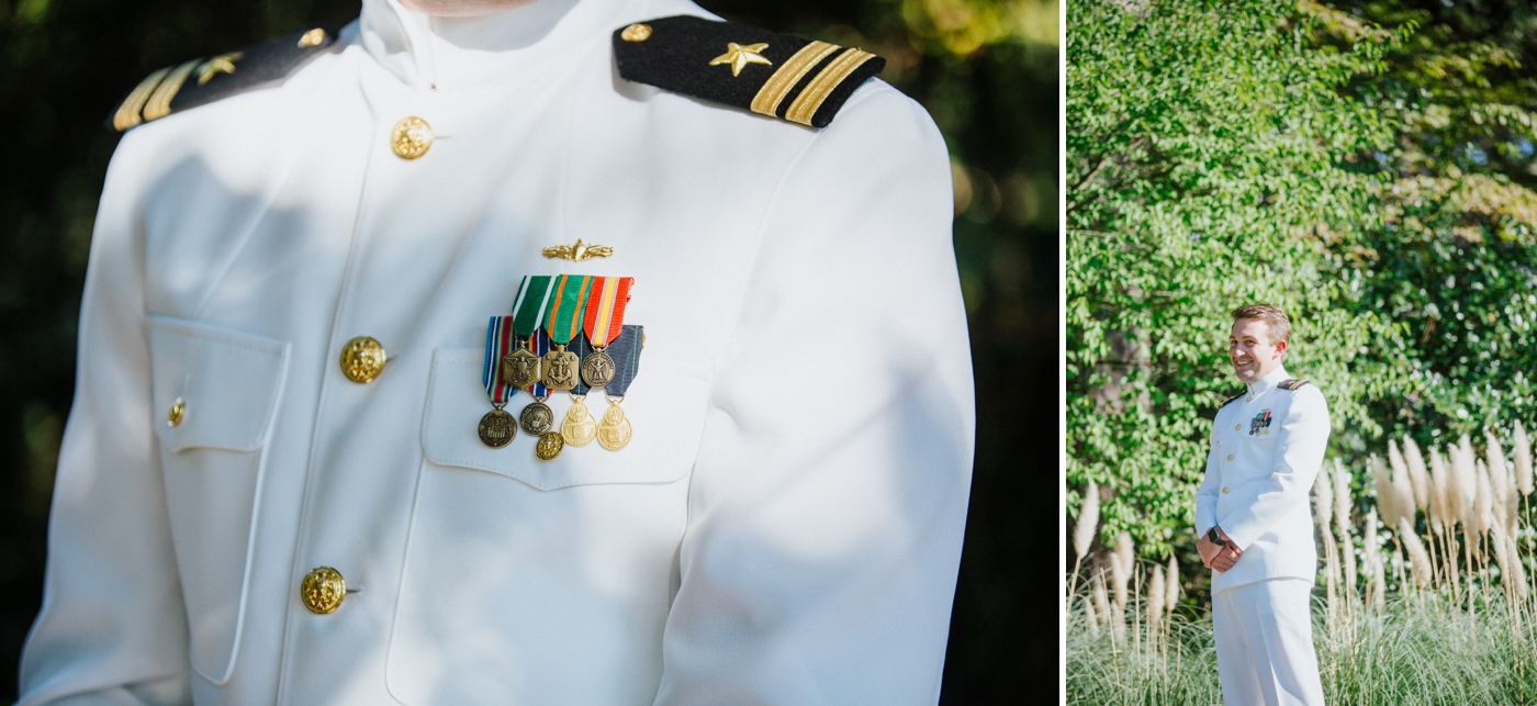 Blue and white military wedding at Sarah P. Duke Gardens | Izzy and Co.