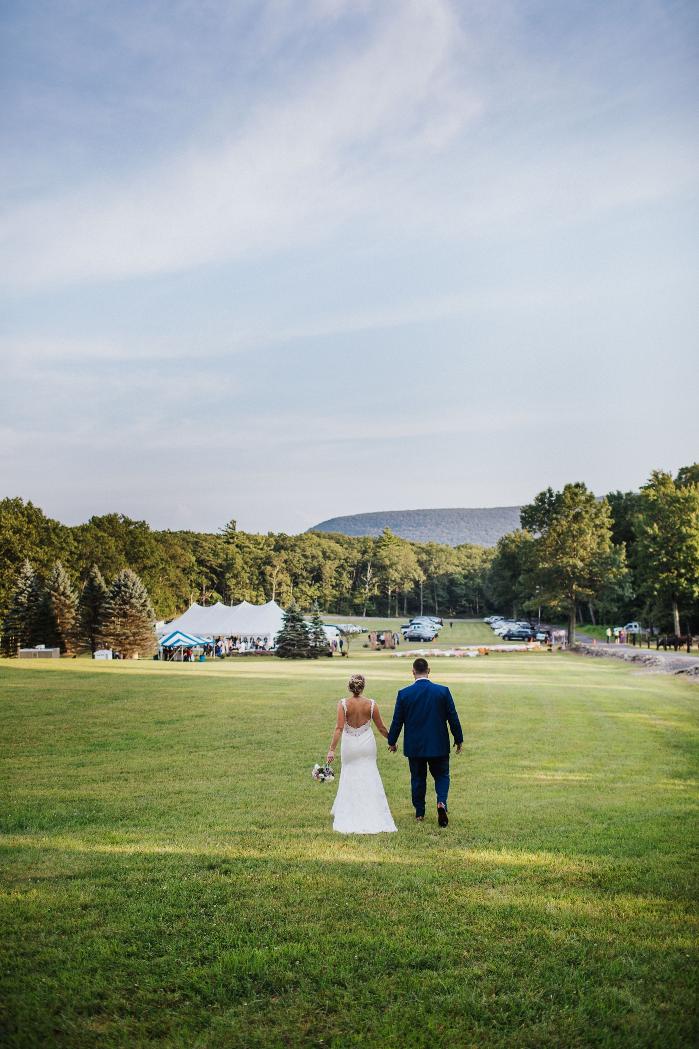 Tented wedding ceremony on a farm in The Pocono Mountains