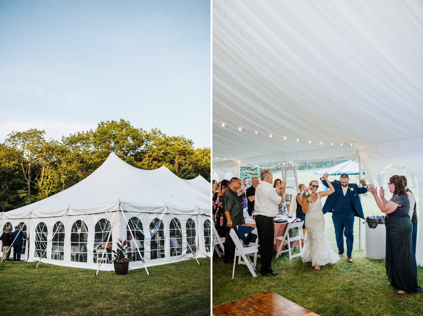 Tented wedding ceremony on a farm in The Pocono Mountains