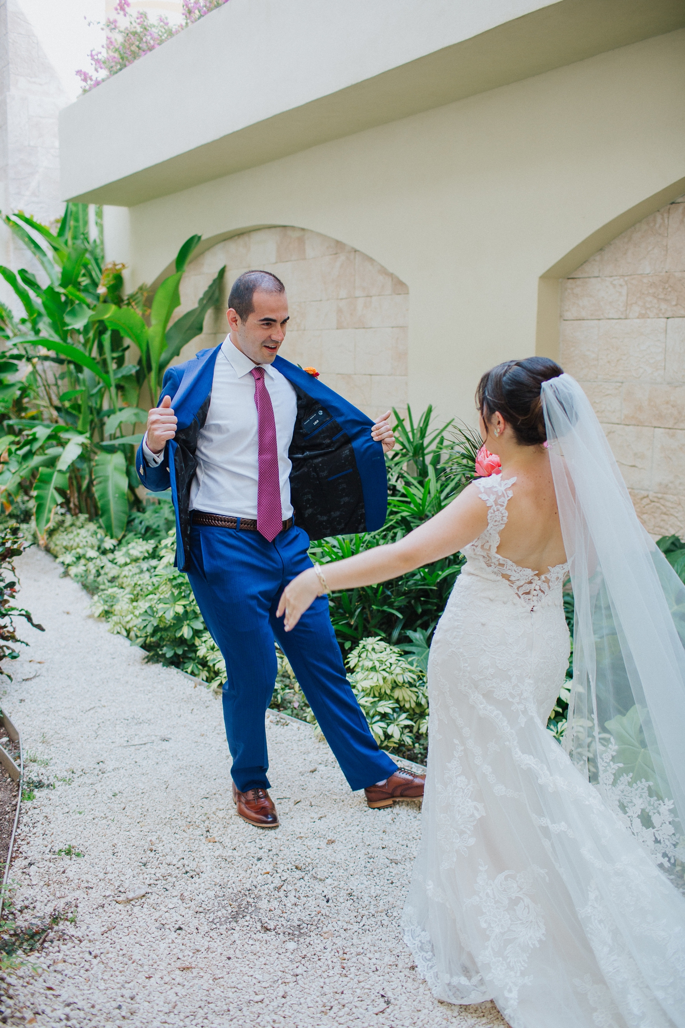 Bride and groom portraits at Moon Palace Resort in Cancun