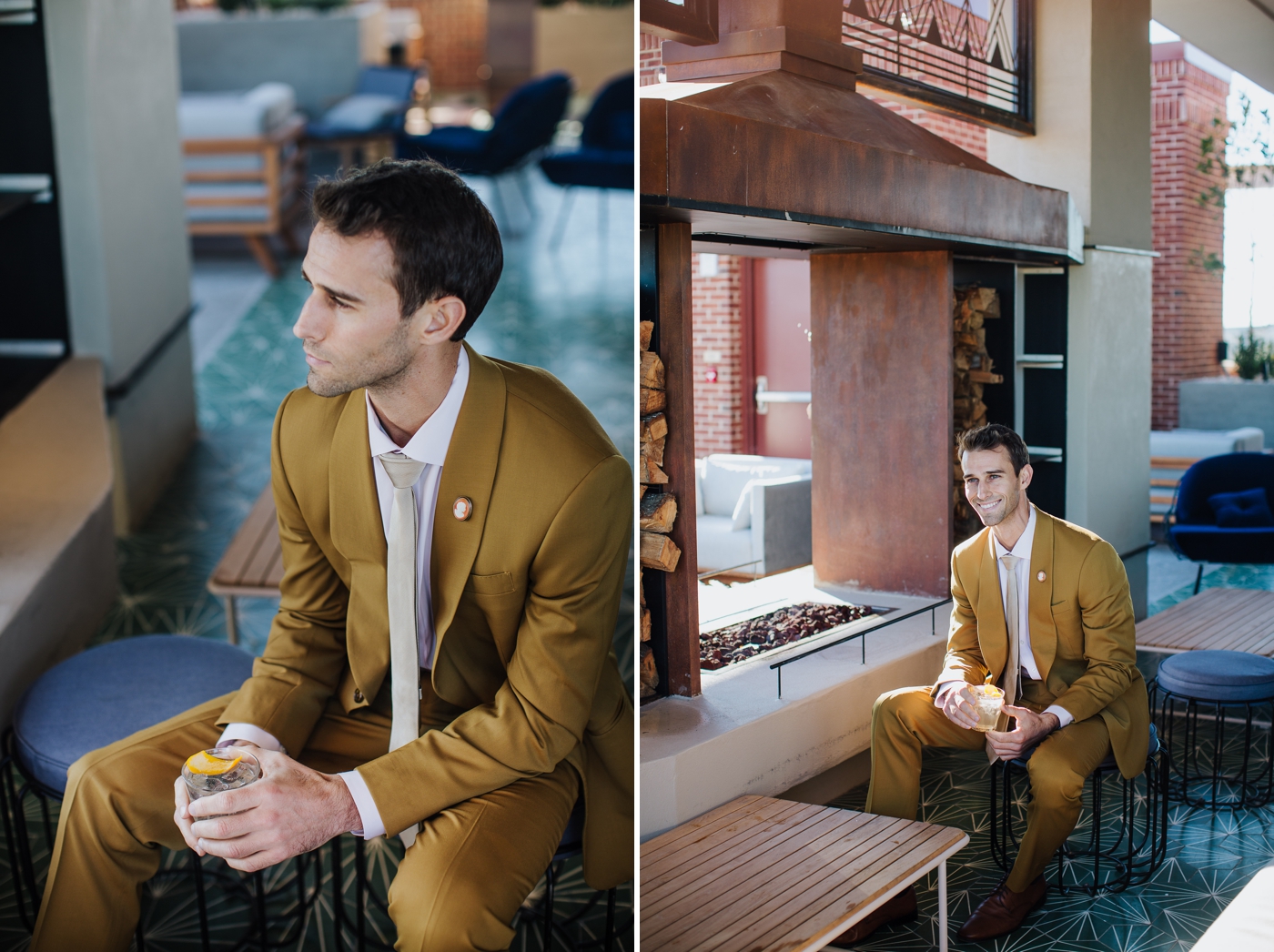 Groom in a mustard marigold suite - The Alida Hotel Rooftop