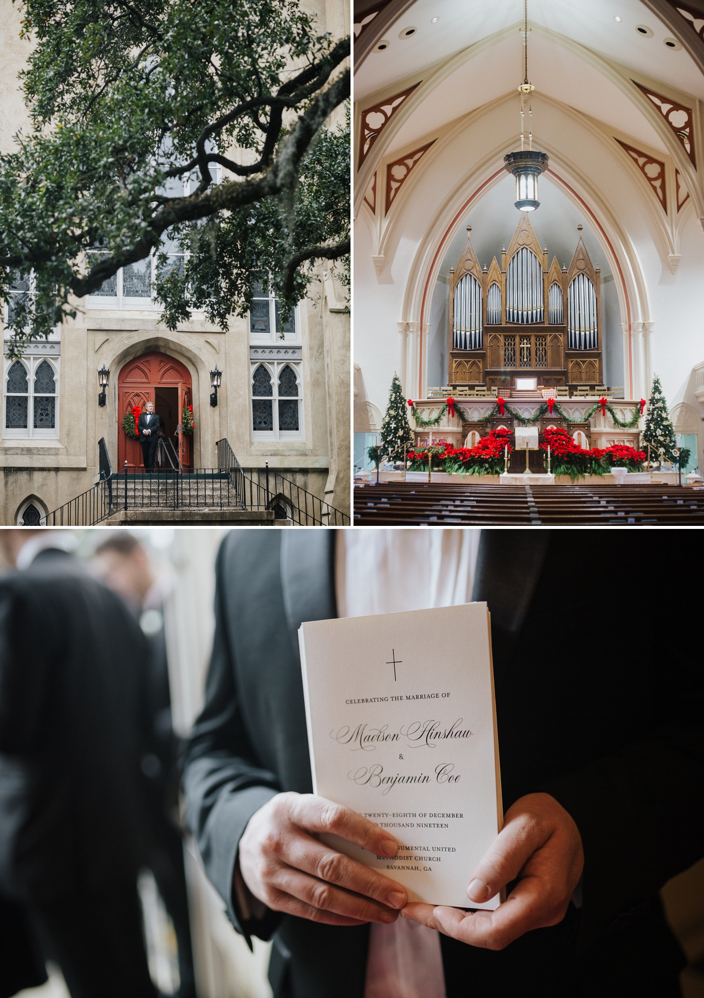 Wedding ceremony at Wesley Monumental United Methodist Church in Savannah 