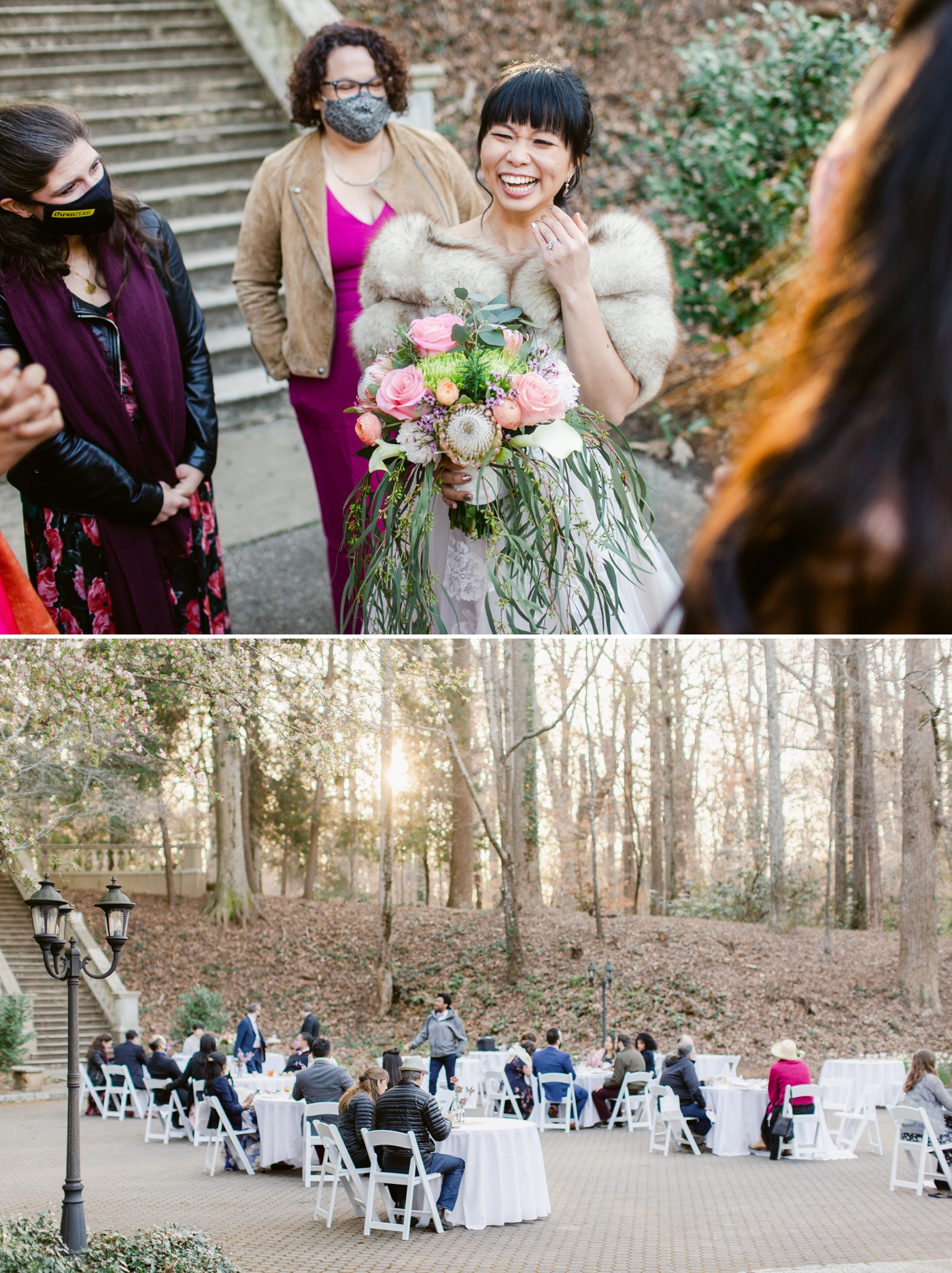 Outdoor wedding reception at Cator Woolford Gardens in Atlanta