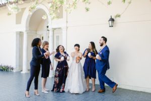 Bride in a lace ballgown from BHLDN in Atlanta