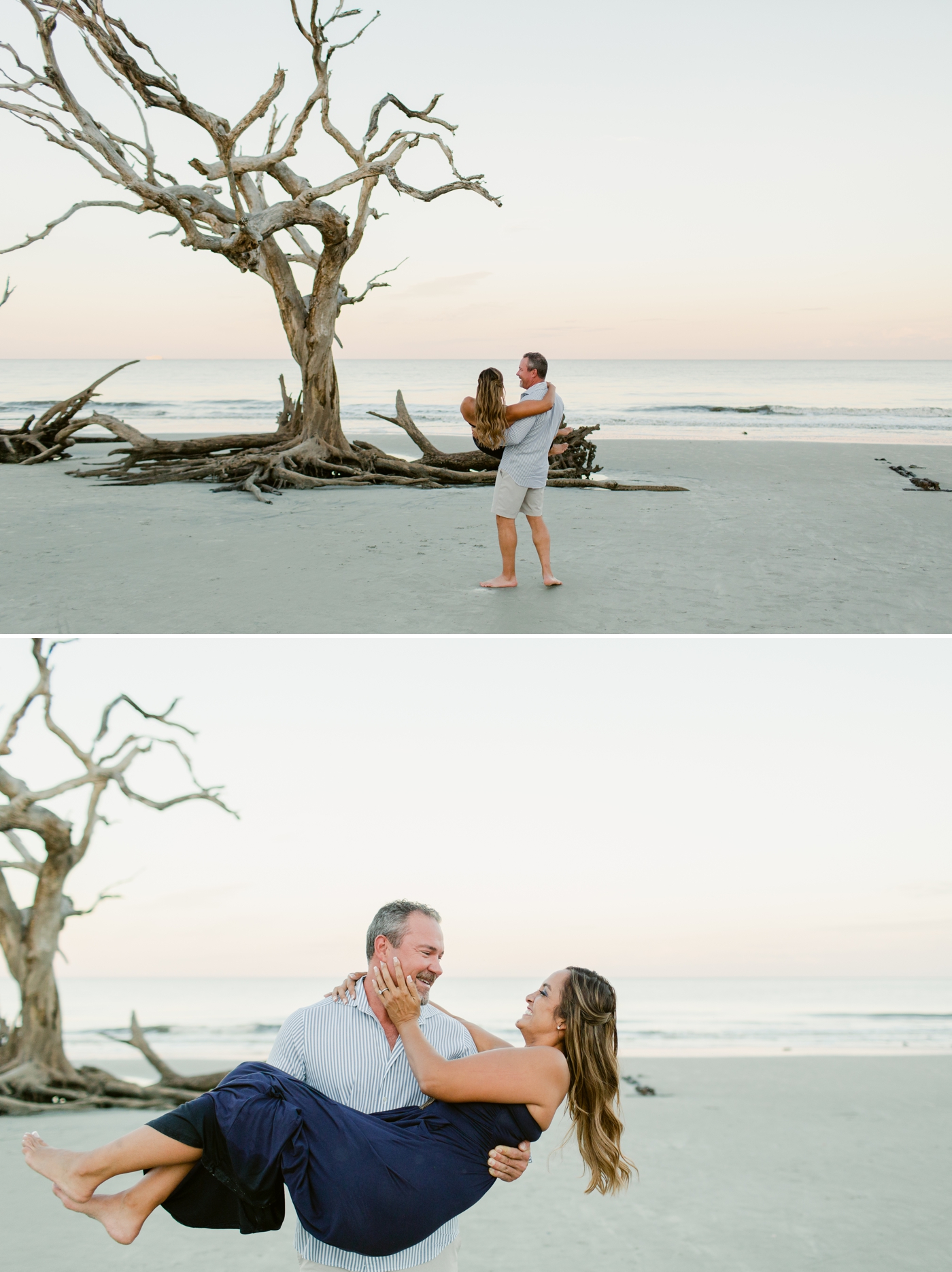 Sunset engagement session on Driftwood Beach