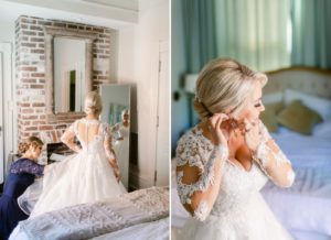 Bride and mom getting ready at Mirabelle Suites in savannah