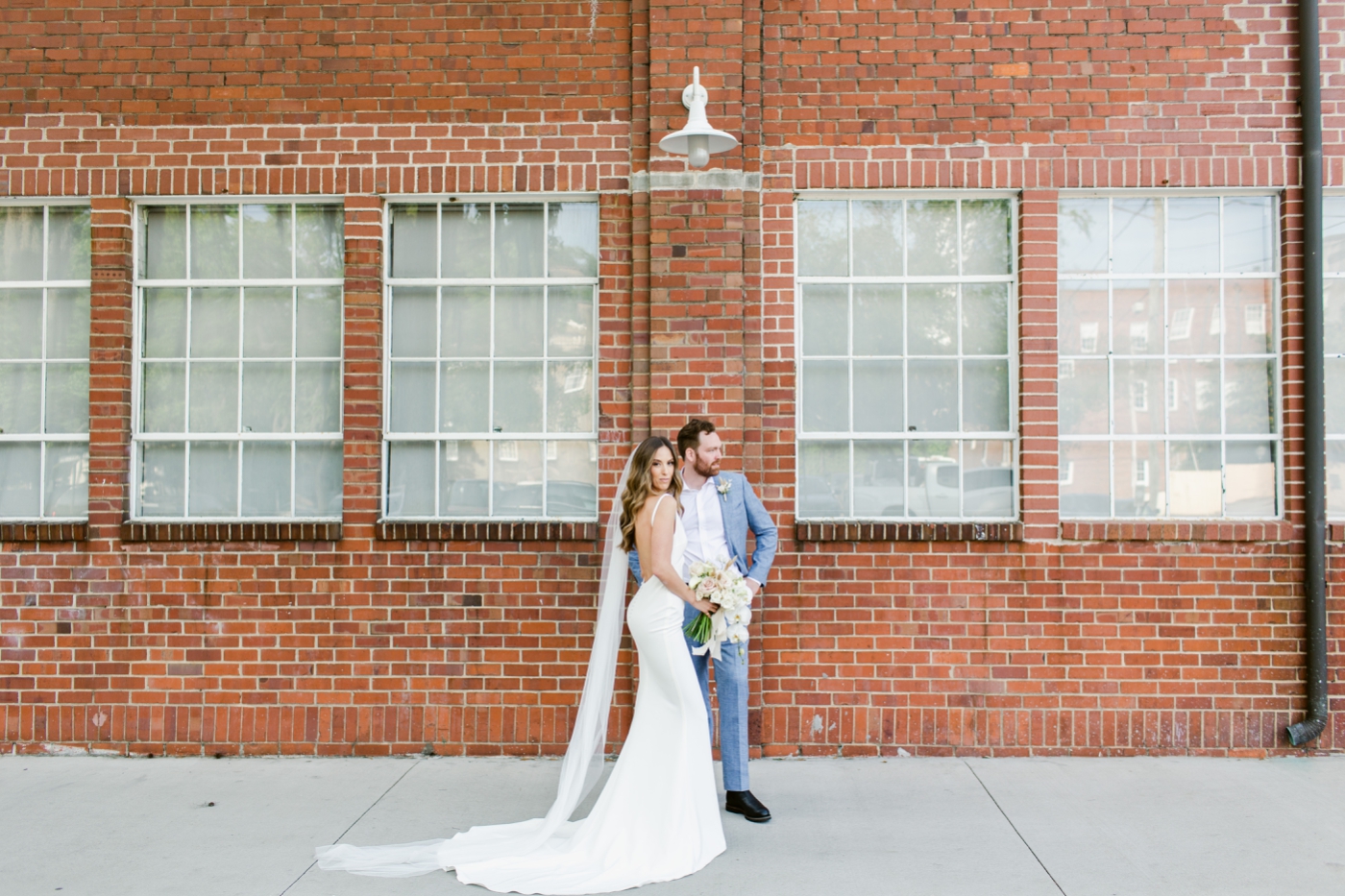 Bride and groom elopement portraits in Historic Savannah