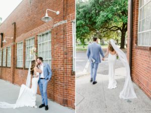 Bride and groom elopement portraits in Historic Savannah