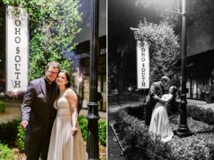 bride and groom portraits outside of South South Cafe