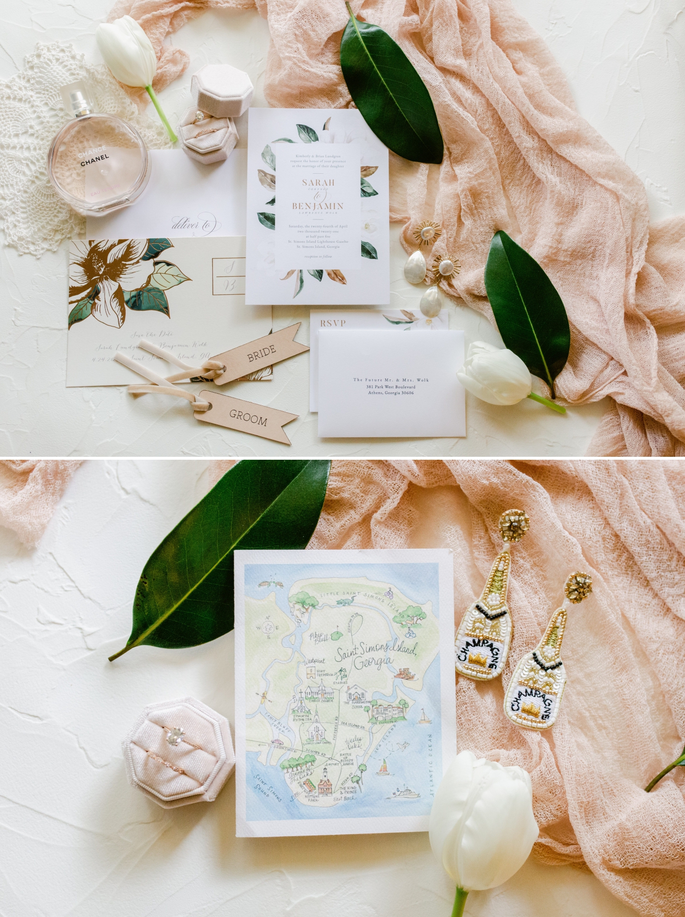Magnolia wedding invitations from The Knot