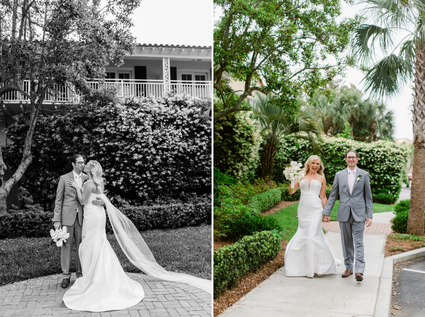 Bride and groom first look at St. Simons Island Lighthouse Lawn