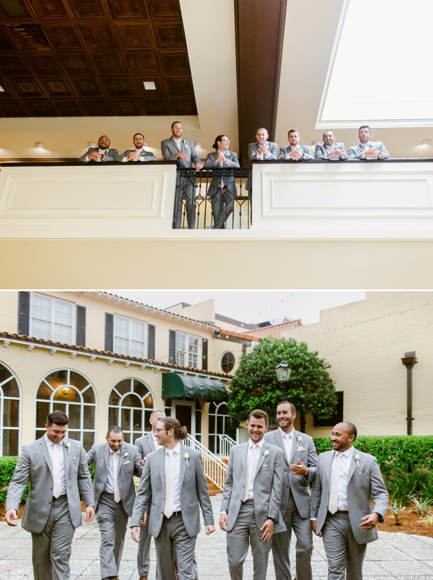 groomsmen in gray suits from Men's Wearhouse