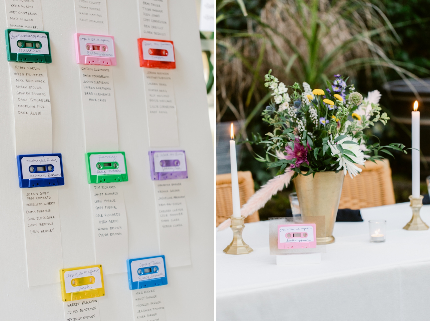 Cassette escort card display and table numbers