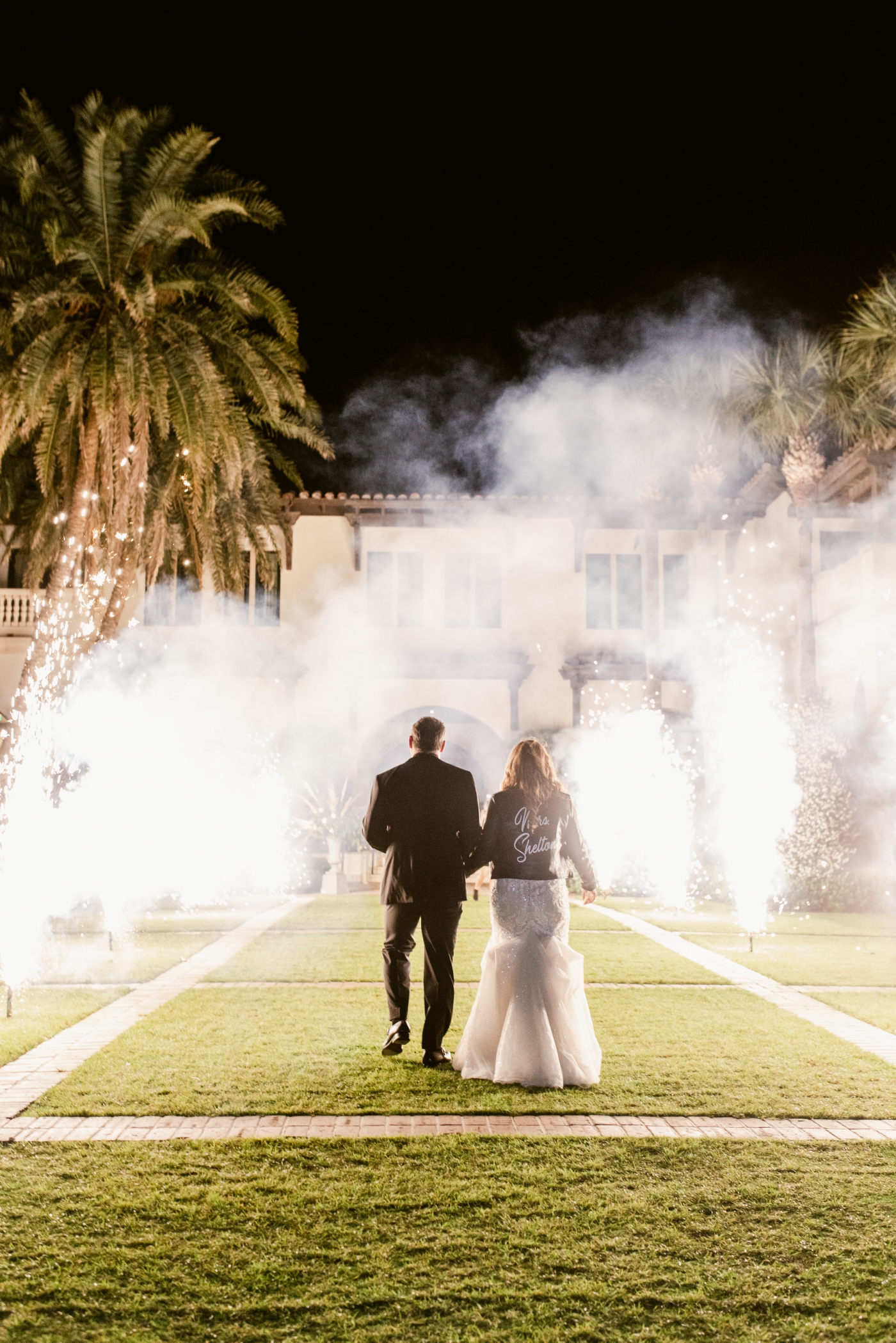 firework exit at wedding at Sea Island Resort