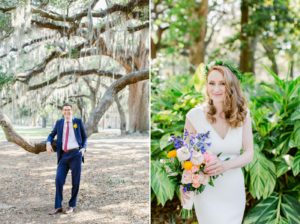 Bride and groom portraits in Historic Savannah