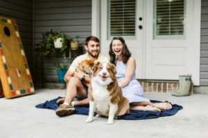 At home engagement session in Savannah