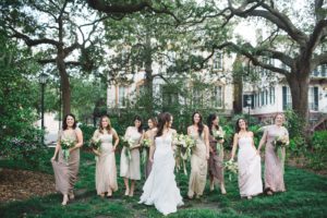 Bridal party portraits in downtown Savannah