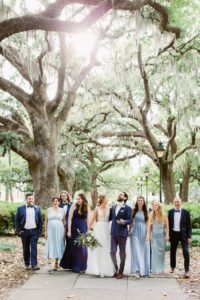Bridal party portraits in Forsyth Park