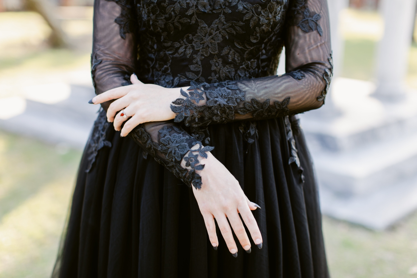 All black anniversary session with a gown by Bete Noire Shop