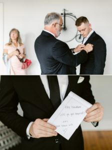 groom getting ready for elopement