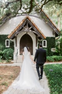Bride and groom portraits at The Cloister Chapel