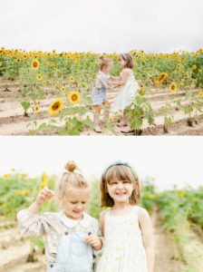 kids in sunflower field