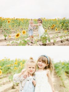 kids in sunflower field