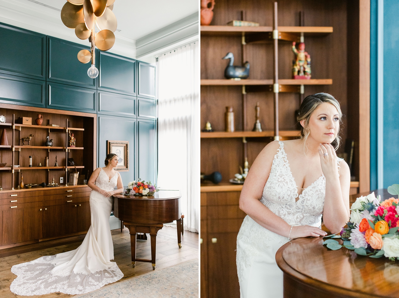 bridal portraits with piano