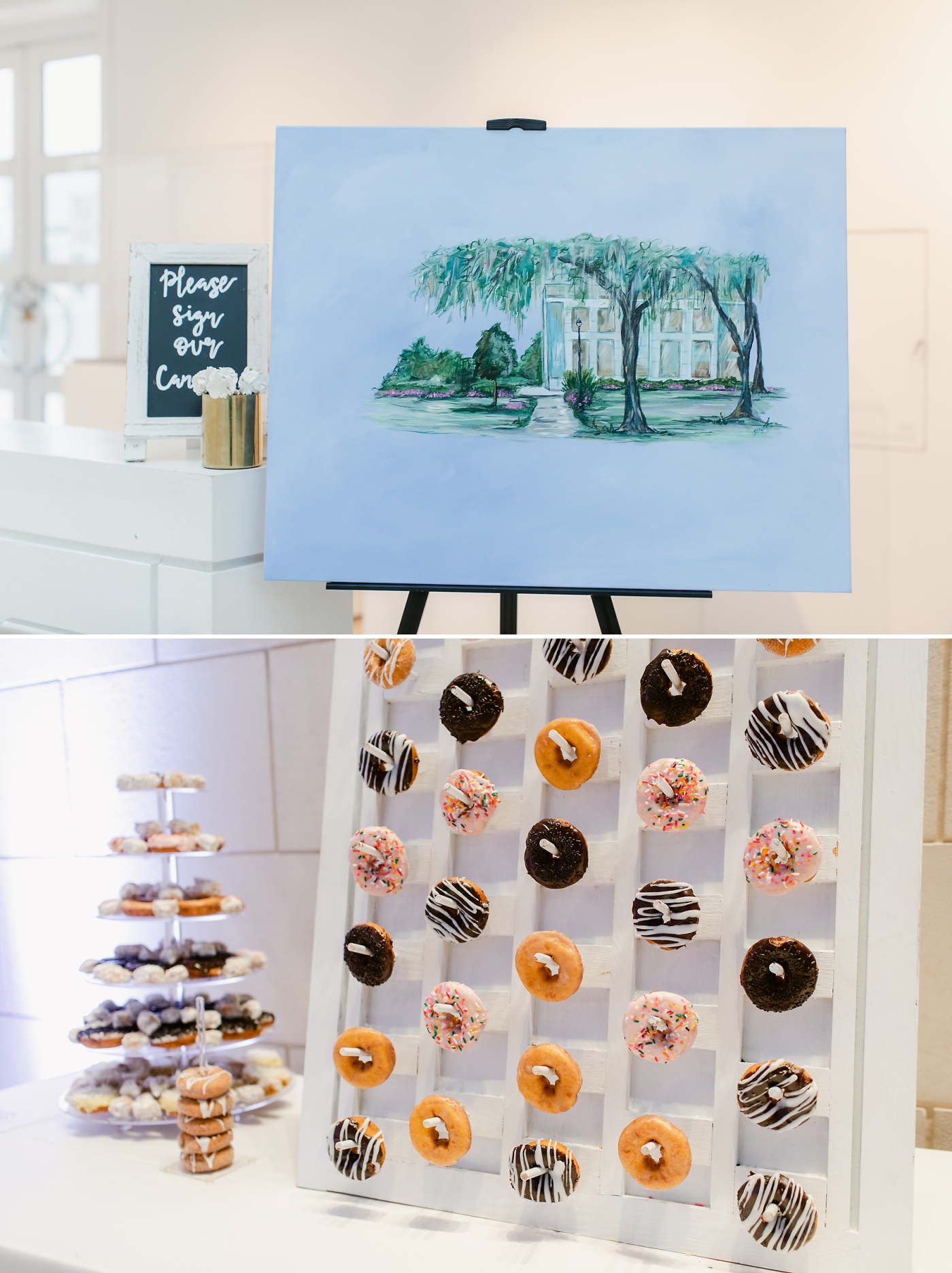 donut wall at wedding reception