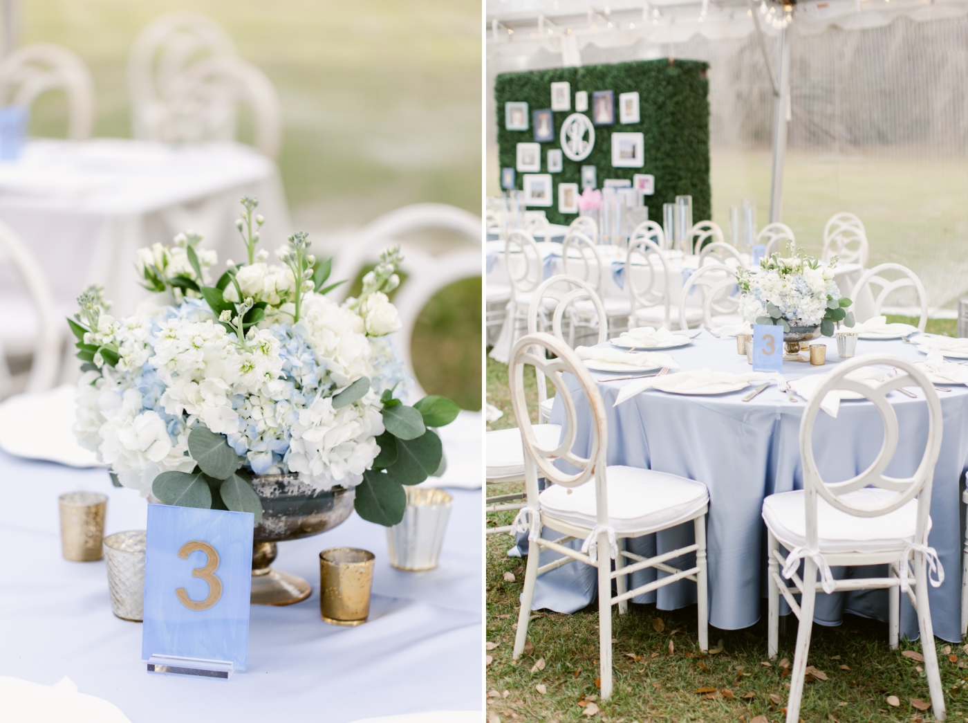 blue details at wedding reception